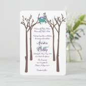 Faire-part de mariage d'arbres et d'oiseaux modern (Debout devant)