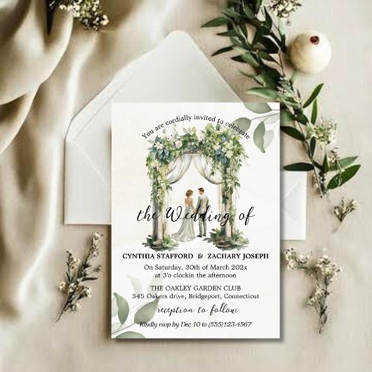 Faire-part de mariage d'arc botanique en fleurs
