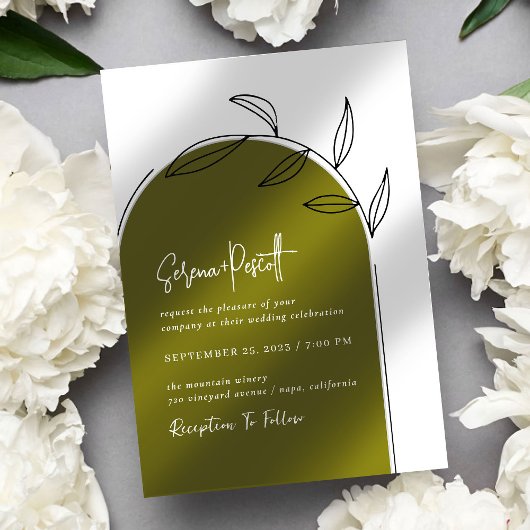 Faire-part de mariage d'arc de script minimal