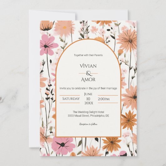 Faire-part de mariage d'arc floral (Devant)