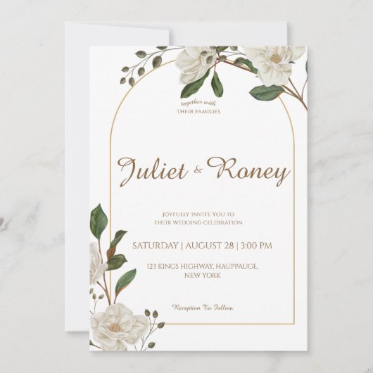 Faire-part de mariage d'arc floral blanc (Devant)