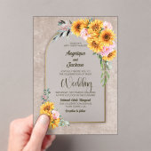 Faire-part de mariage d'arc floral rose tournesol (In situ (ordinateur de poche))