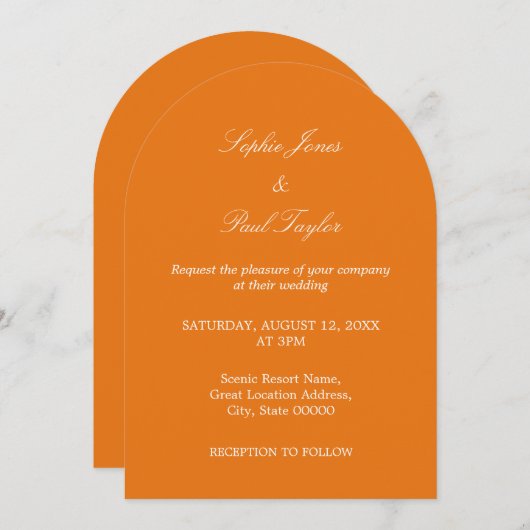 Faire-part de mariage d'arc orange vibre (Devant / Derrière)