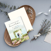 Faire-part de mariage d'arche romantique aquarelle