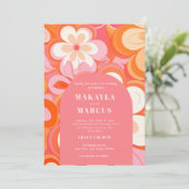 Faire-part de mariage d'arche rose rétro (Debout devant)