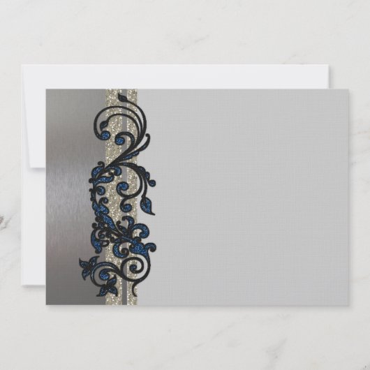 Faire-part de mariage d'argenterie noir bleu class (Dos)