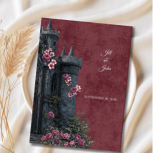 Faire-part de mariage Dark Academia Château Floral