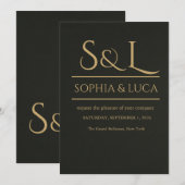 Faire-part de mariage Dark Luxe Monogramme (Devant / Derrière)
