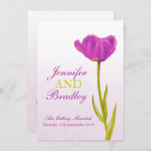 Faire-part de mariage d'art à tulipe violet simple (Devant / Derrière)
