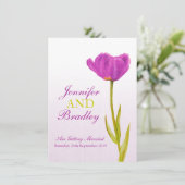 Faire-part de mariage d'art à tulipe violet simple (Debout devant)