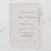 Faire-part de mariage d'art de ligne botanique min (Devant / Derrière)