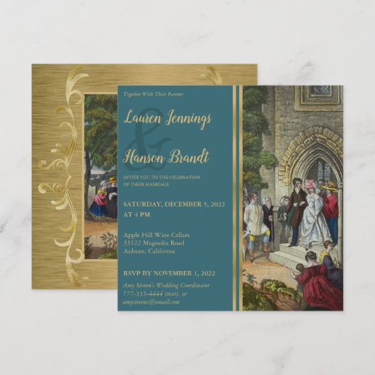 Faire-part de mariage d'art de mariée et de chambr (Devant / Derrière)