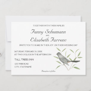 Faire-part de mariage d'art des oiseaux de Catanie