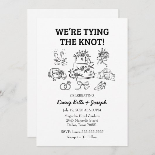 Faire-part de mariage d'art en ligne lunaire (Devant / Derrière)