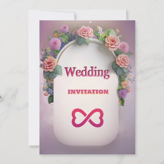 Faire-part de mariage d'art floral rose (Devant)