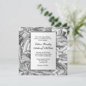 Faire-part de mariage d'art moderne noir et blanc (Debout devant)