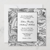 Faire-part de mariage d'art moderne noir et blanc (Devant)