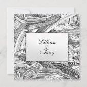 Faire-part de mariage d'art moderne noir et blanc (Dos)