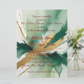 Faire-part de mariage d'art moderne or et vert (Debout devant)