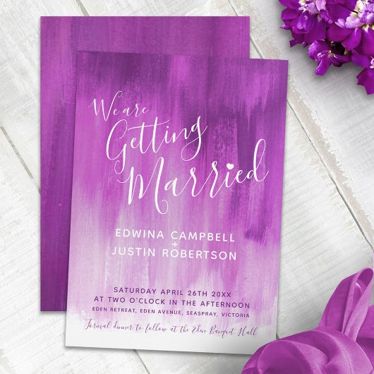 Faire-part de mariage d'art moderne prune mauve po