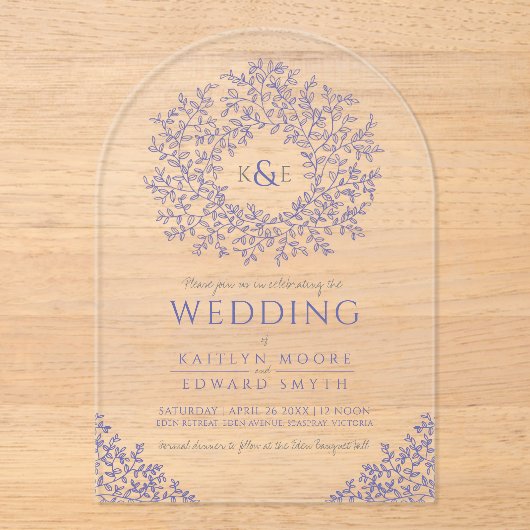 Faire-part de mariage d'art monographique en feuil (Recto)