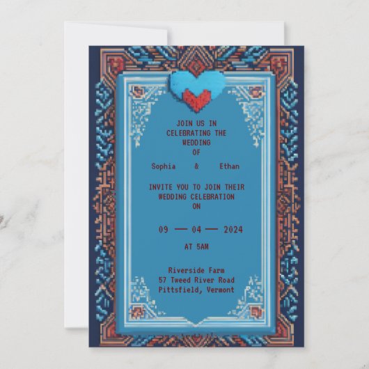 Faire-part de mariage d'art Royal Pixel (Devant)