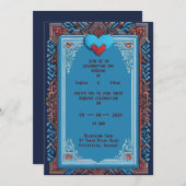 Faire-part de mariage d'art Royal Pixel (Devant / Derrière)