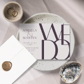 Faire-part de mariage d'aubergine en gras minimali