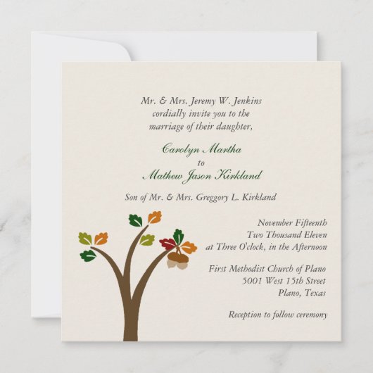 Faire-part de mariage d'automne (Devant)