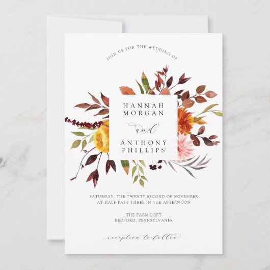 Faire-part de mariage d'automne (Devant)