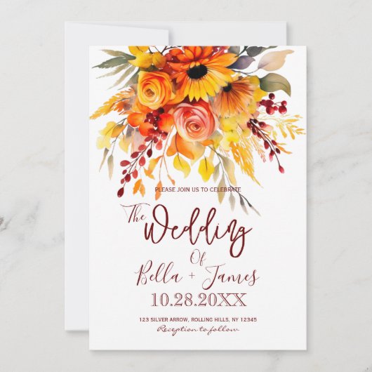 Faire-part de mariage d'automne (Devant)