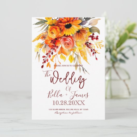 Faire-part de mariage d'automne (Debout devant)