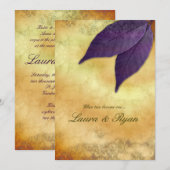 Faire-part de mariage d'automne 2 Crème violette F (Devant / Derrière)