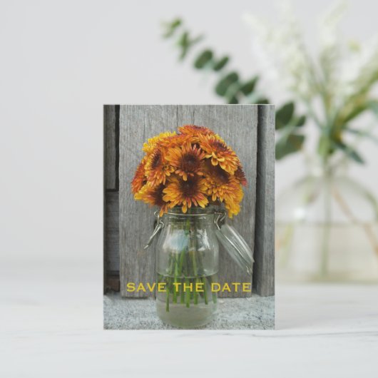 Faire-part de mariage d'automne - Bois de grange e (Debout devant)