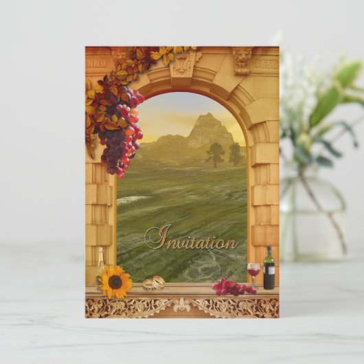 Faire-part de mariage d'automne dans un vignoble t (Debout devant)