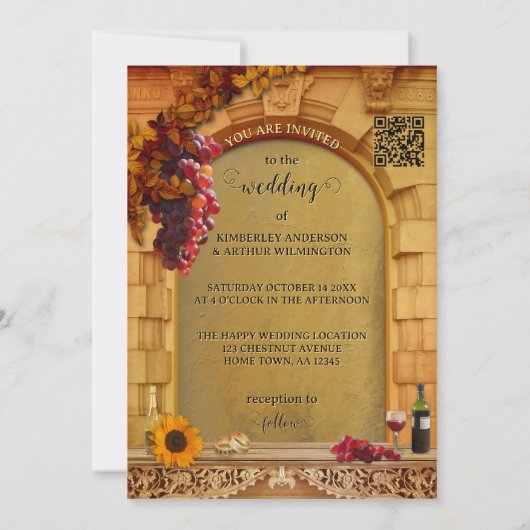 Faire-part de mariage d'automne dans un vignoble t (Dos)