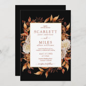 Faire-part de mariage d'automne noir (Devant / Derrière)