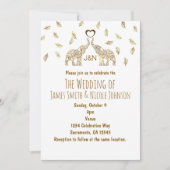 Faire-part de mariage d'automne or deux éléphants  (Devant)