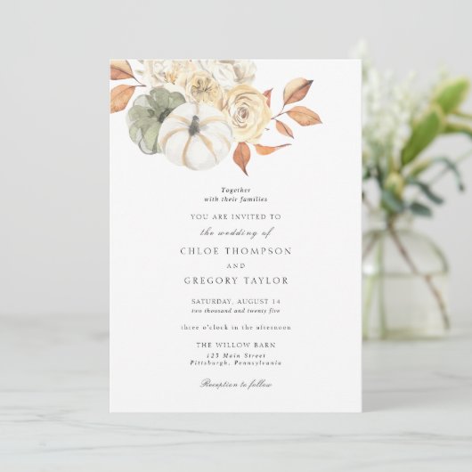 Faire-part de mariage d'automne rustique (Debout devant)