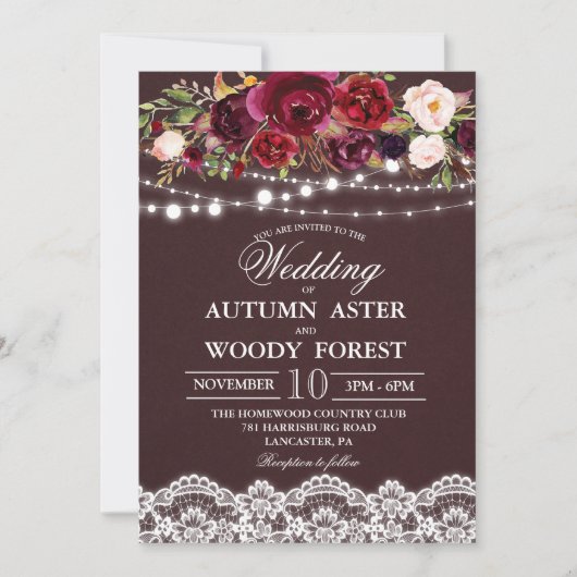 Faire-part de mariage d'automne rustique (Devant)