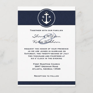 Faire-part de mariage de Ancre bleue de la marine