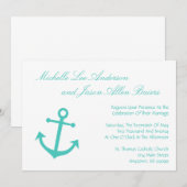 Faire-part de mariage de Ancre nautique (Turquoise (Devant / Derrière)