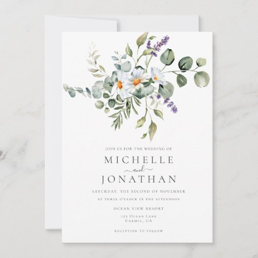 Faire-part de mariage de baies blanches (Devant)