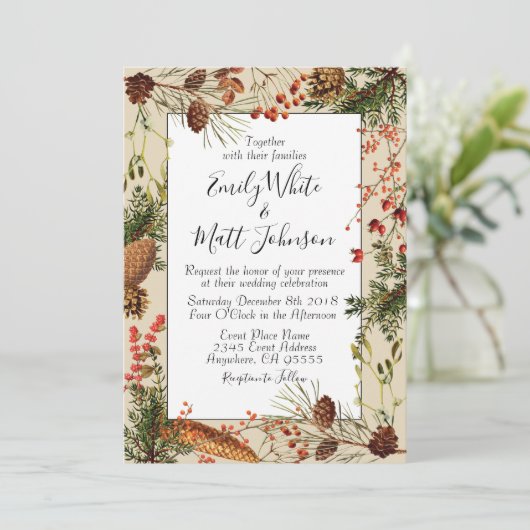 Faire-part de mariage de baies de Noël (Debout devant)