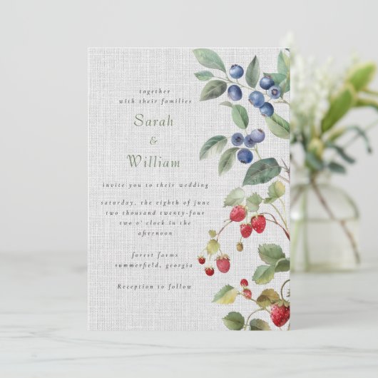 Faire-part de mariage de baies d'été (Debout devant)