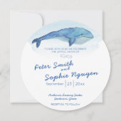 Faire-part de mariage de baleine bleue (Devant)