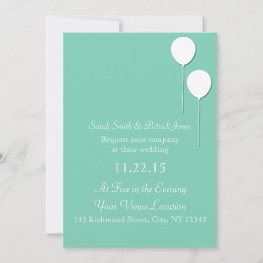 Faire-part de mariage de ballon (Dos)