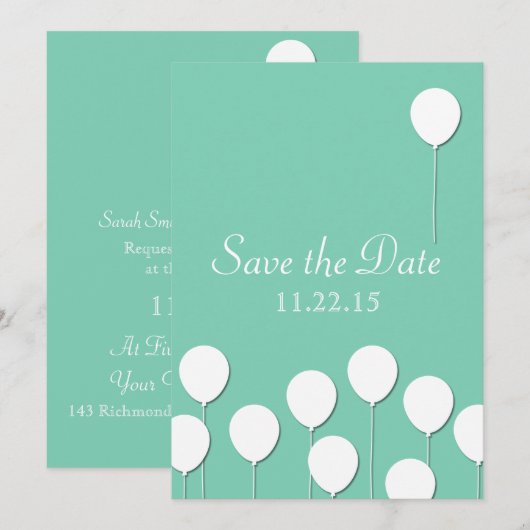 Faire-part de mariage de ballon (Devant / Derrière)