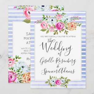 Faire-part de mariage de bande d'aquarelle florale
