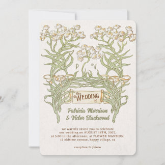 Faire-part de mariage de bannière vintage florale